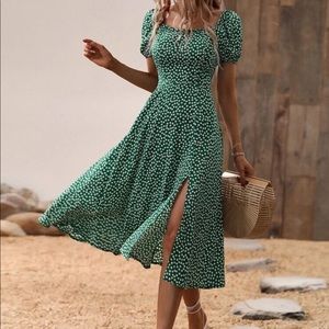 Green long sun dress